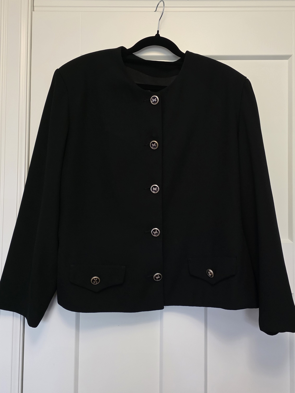 Size 16 Canadian Made Classic Black Women’s Blazer Button-Front Coat
